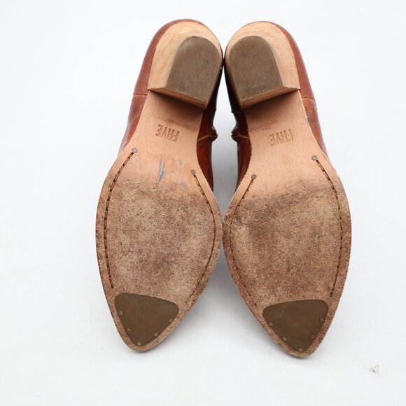 FRYE Reina Ankle Bootie Women's 6 M Cognac Leather Western Cowboy Pointed Toe - Picture 7 of 10